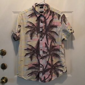 Denim & Flower pastel palm print casual shirt